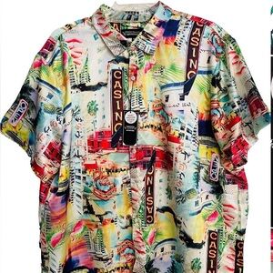 FRESH PRINTS NWT Tropical Retro MIAMI Photo Print RESORT Clubbing SHIRT 4X